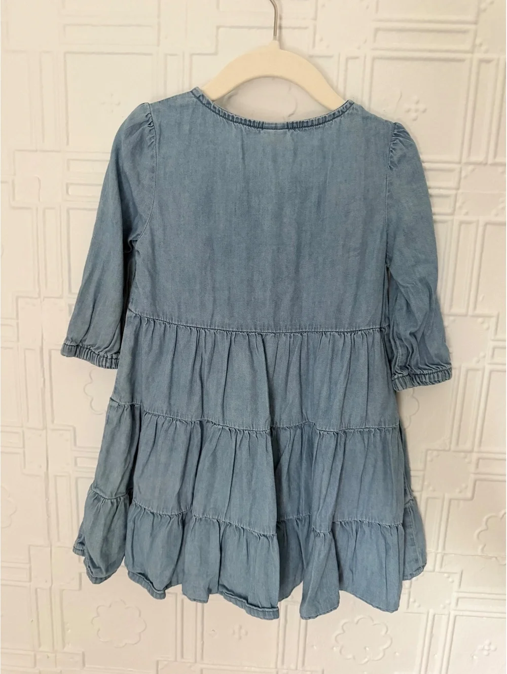 OshKosh B'gosh Toddler Girls Tiered Denim Chambray Dress Size 3T Light Wash